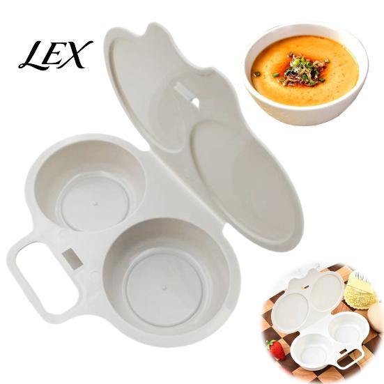 Microwave Safe Cooking Cup Dual Cavity Egg Cooker, Food-Grade PP Steamer Mold for Poached Kitchen Tool Kids Fried Boiled Eggs, Non-Stick Quick