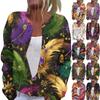Women's Fashion Printed Long Sleeve Knitted Cardigan Button Down Jacket