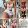 2 Pcs/Set Women Vest Shorts Suit Bow Heart Print Sleeveless Shirring Top High Waist Short Trousers Homewear Loungewear Outfit Summer Sleepwear