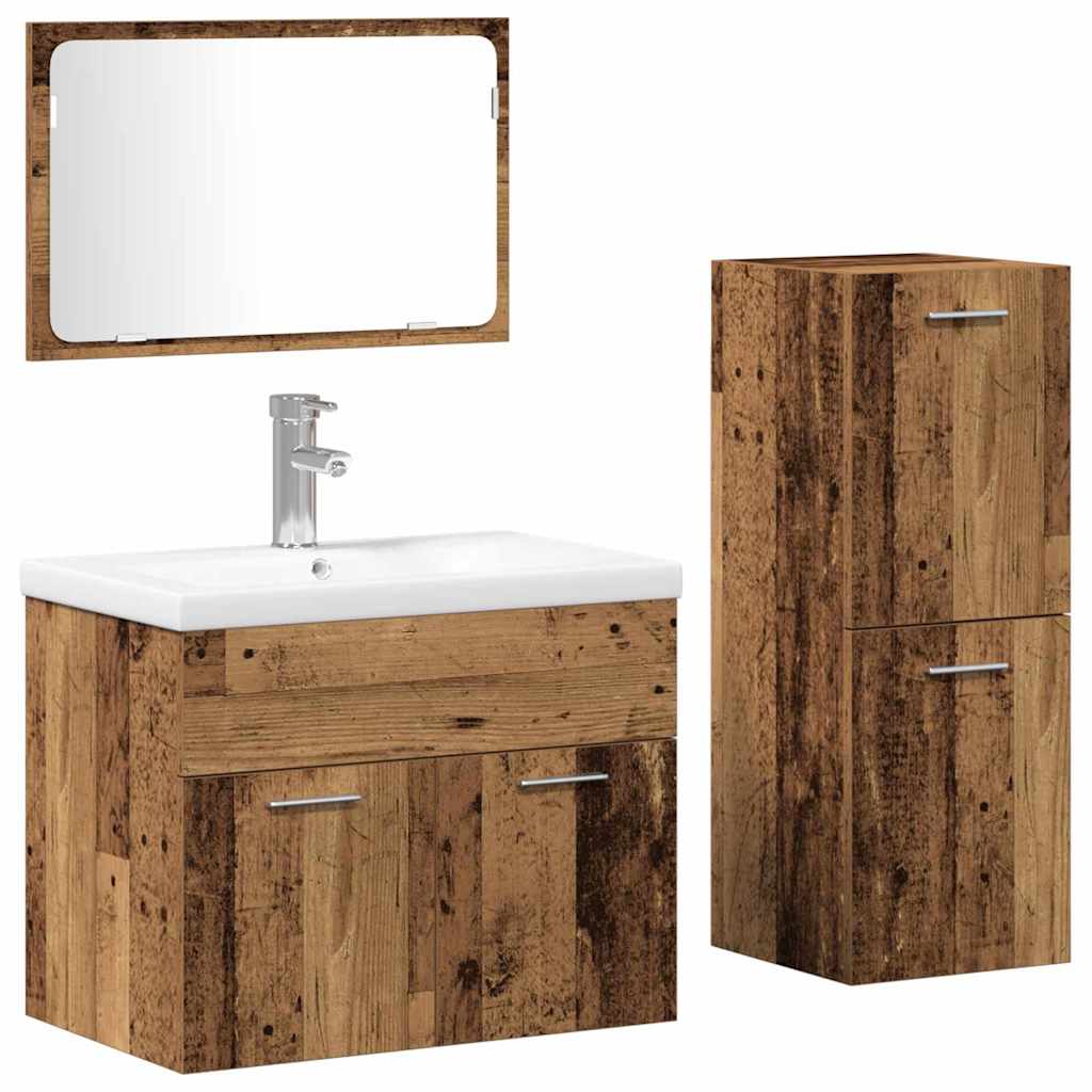 Bathroom Furniture Set 4 Pieces Brown Engineered Wood