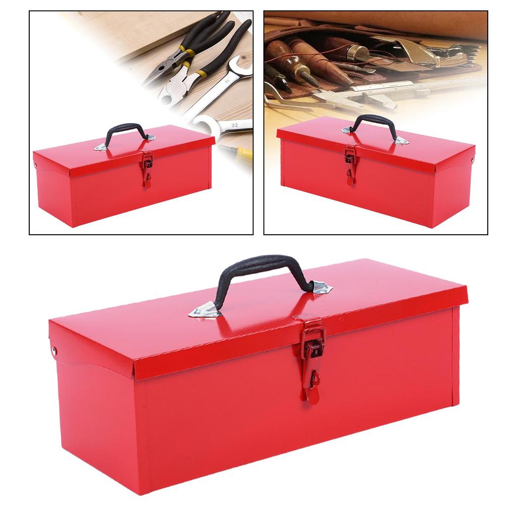 Iron Tool Box Empty Hardware Storage Case for Workshops Electrician Garages