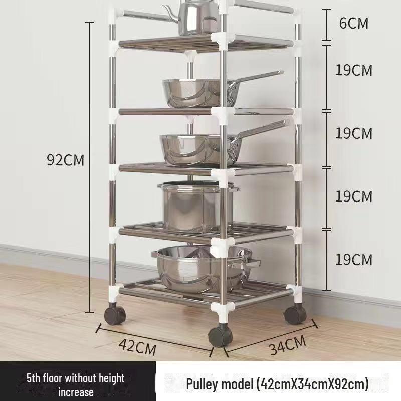 Многоуровневая напольная подставка для кастрюль и раковин из нержавеющей стали — простая установка