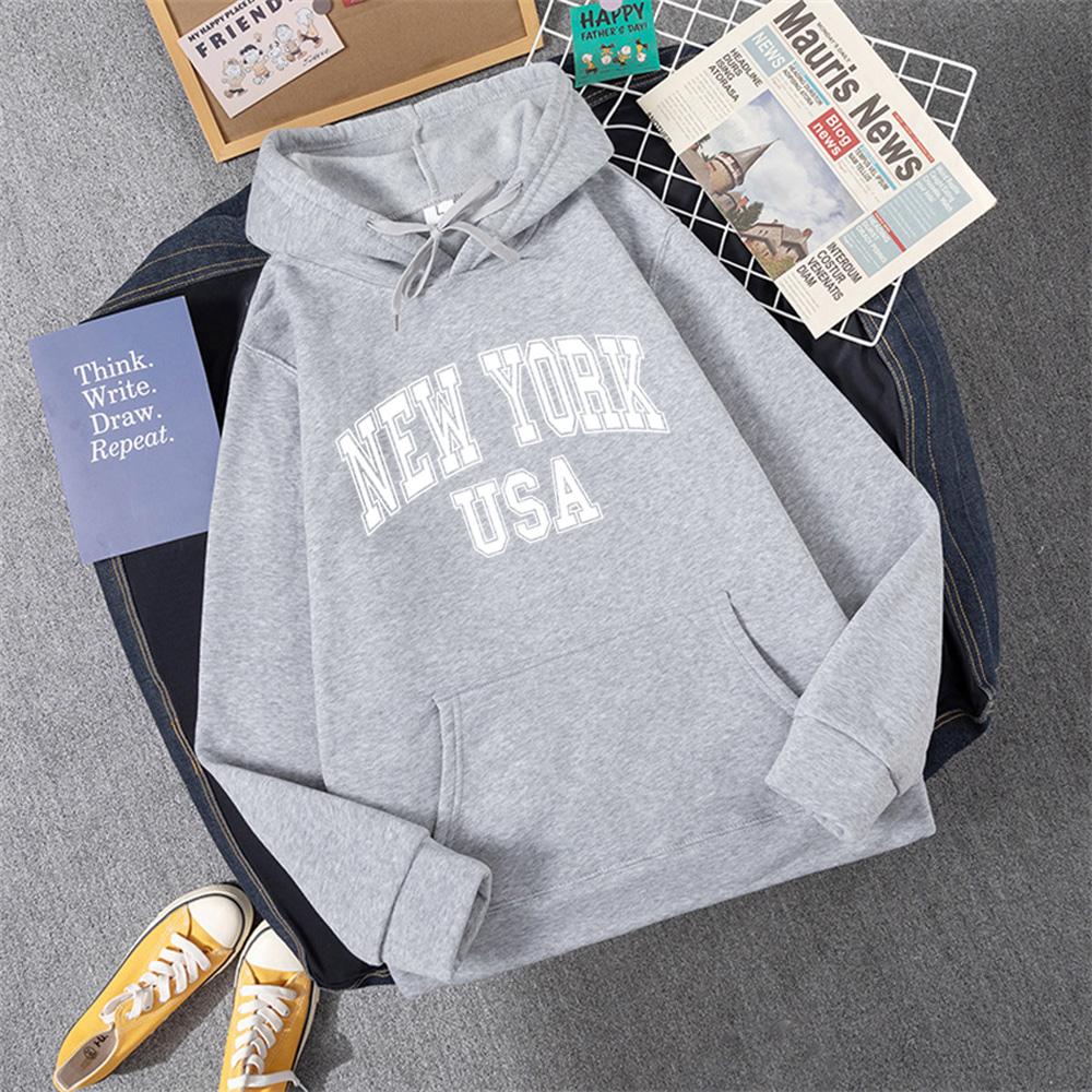 NEW YORK USA Женская толстовка с капюшоном уличная повседневная свободная толстовка осенняя флисовая с капюшоном хип-хоп O-образным вырезом женская одежда