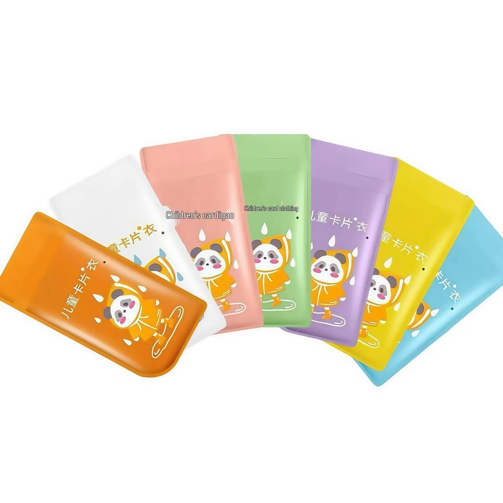 Детский и взрослый утолщенный удлиненный дождевик-пончо из ПЭ с бахилами