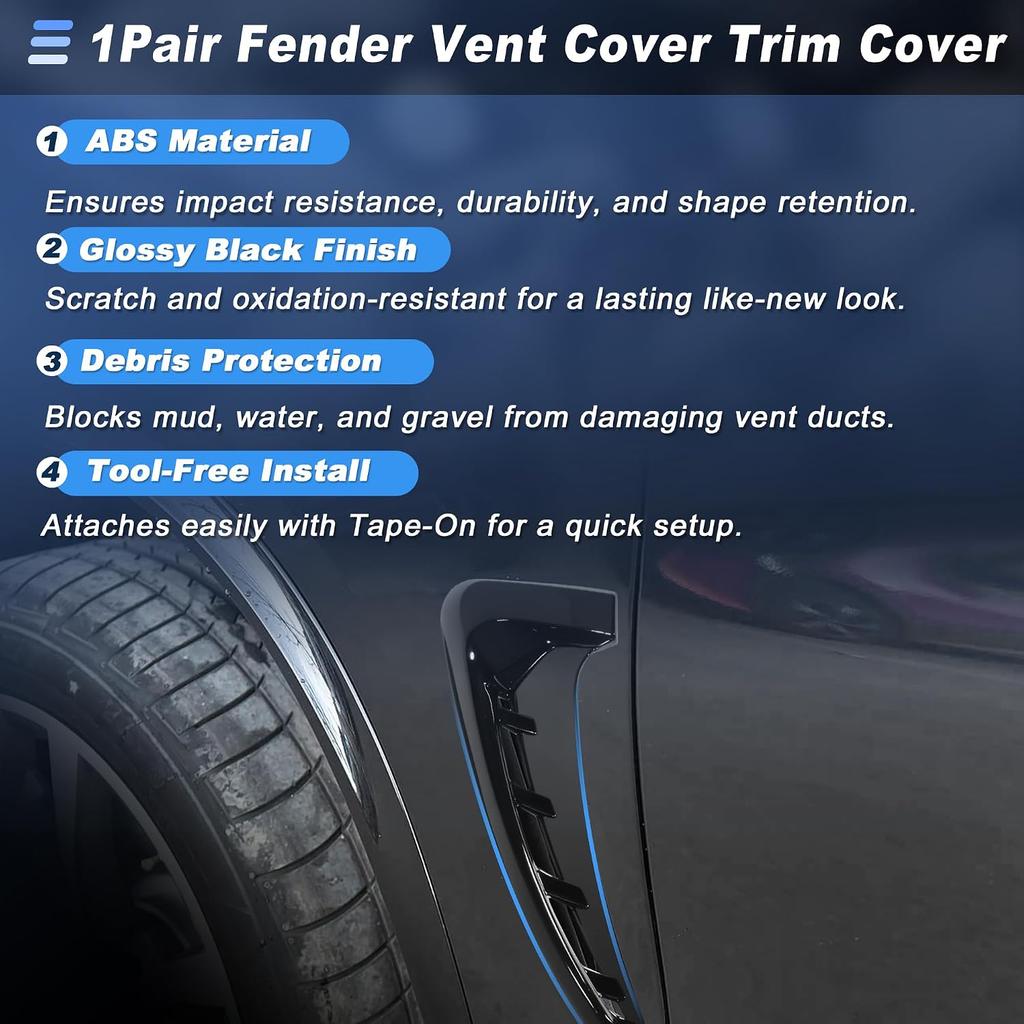 ACROPIX 1Pair Tape-On Gloss Black Air Flow Fender Vent Cover Accessories for BMW X5 F15 LCI 2014 2015 2016 2017 2018 Left and Right