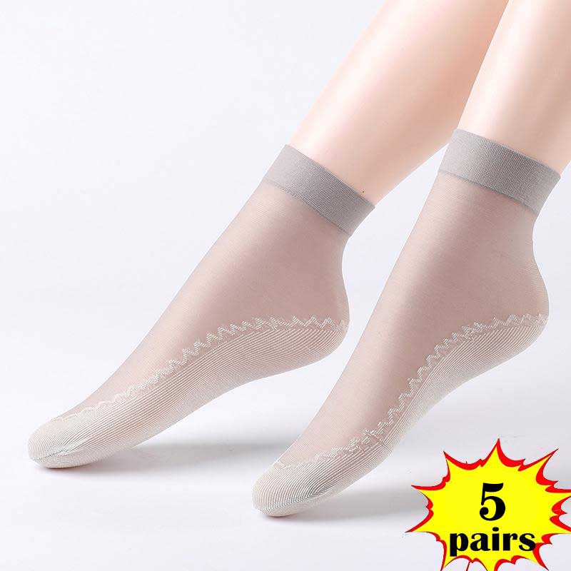 1/5/10 Pairs Women's Ultra-thin Cotton Silk Short Socks Seamless Breathable Socks