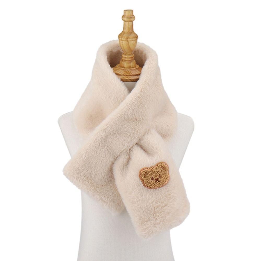 Women Faux Rabbit Fur Plush Shawl Neck Warmer Solid Color Cross Scarf Neckerchief Wrap