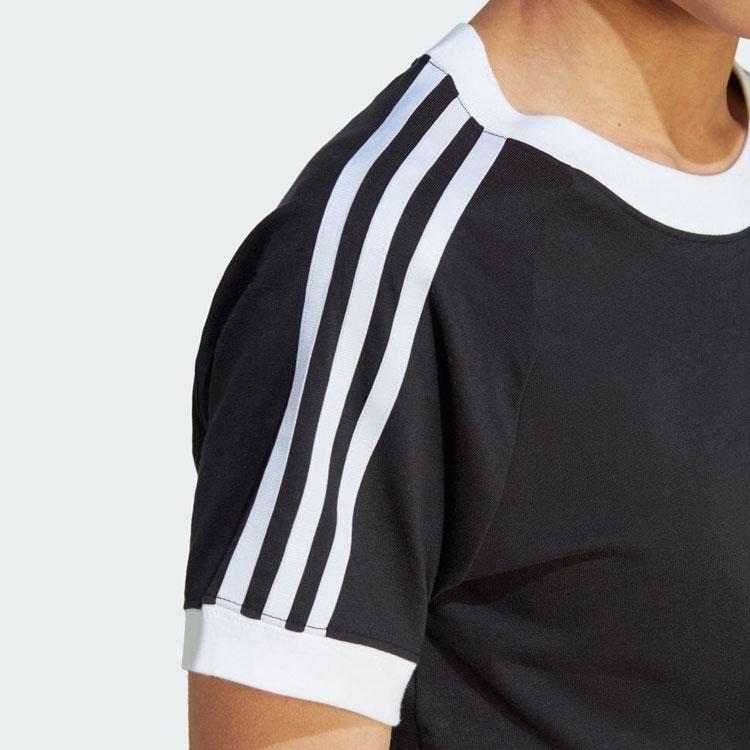 Adidas Женская футболка с короткими рукавами и тремя полосками в виде трилистника Originals, черные IK4051