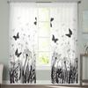 Цветочные бабочки прозрачные шторы для гостиной спальни тюлевые шторы кухонные оконные украшения панельные шторы