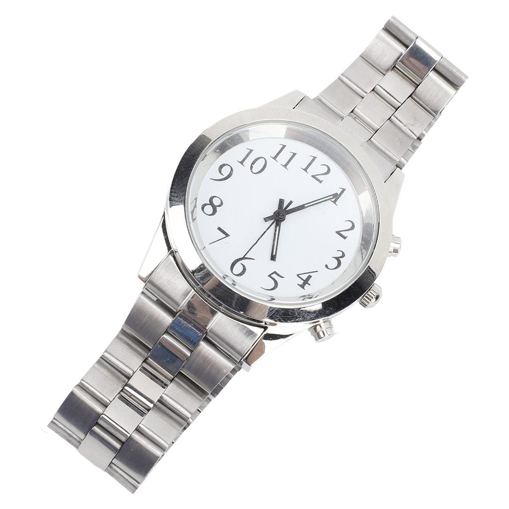 Говорящие часы с будильником, эластичный ремешок из нержавеющей стали, большие часы с четким голосом для слепых людей