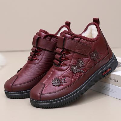 Овечья шерсть для женщин среднего и пожилого возраста, бархатная теплая хлопковая обувь для мам, зимние водонепроницаемые и нескользящие ботинки с мягкой подошвой