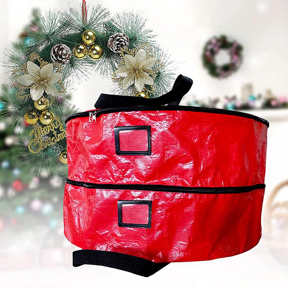 Double Layer Christmas Wreath Storage Bag Large Capacity Wreath Storage Container Wreath Storage