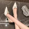 Fashion Summer Women's Shoes Sandals Ladies High Heels Pointed Toe Brief Pumps 2025 Nude Platform African Spikes Retro Spring Fine Sweet