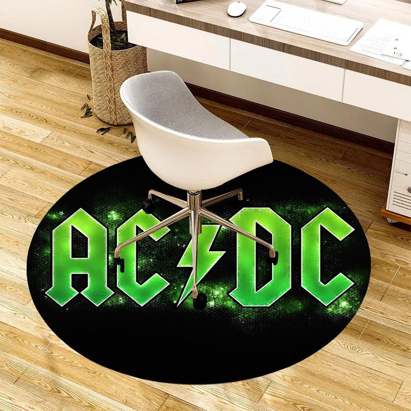 1 шт. Круглый ковер с логотипом группы AC/DC, Изготовлен из полиэстера, Идеально подходит для украшения офисных кресел, гостиных fplt132