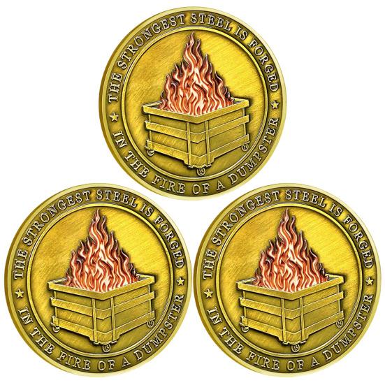 Монета «Пламя мусорного контейнера», двухсторонняя резная металлическая памятная медаль, круглая коллекционная монета, украшение для домашнего офиса