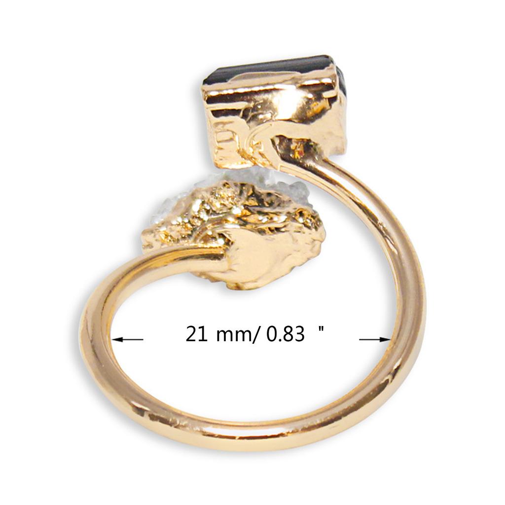 Handmade Crystal Cluster Rings Finger Jewelry Adjustable Size Rings Unique Druzy Stone Open Rings Fashionable Ornament