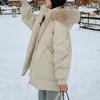 Winter Thickened Hooded Cotton Jacket for Women with Large Fur Collar Casual Loose Clothes