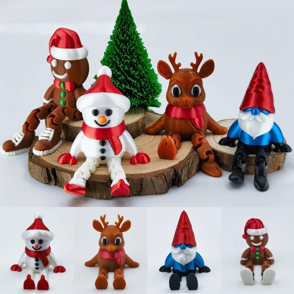 Cute 3D Printing Christmas Decoration Snowman Elk Santa Claus Xmas Pendant Desktop Toys Ornaments Festive Collection