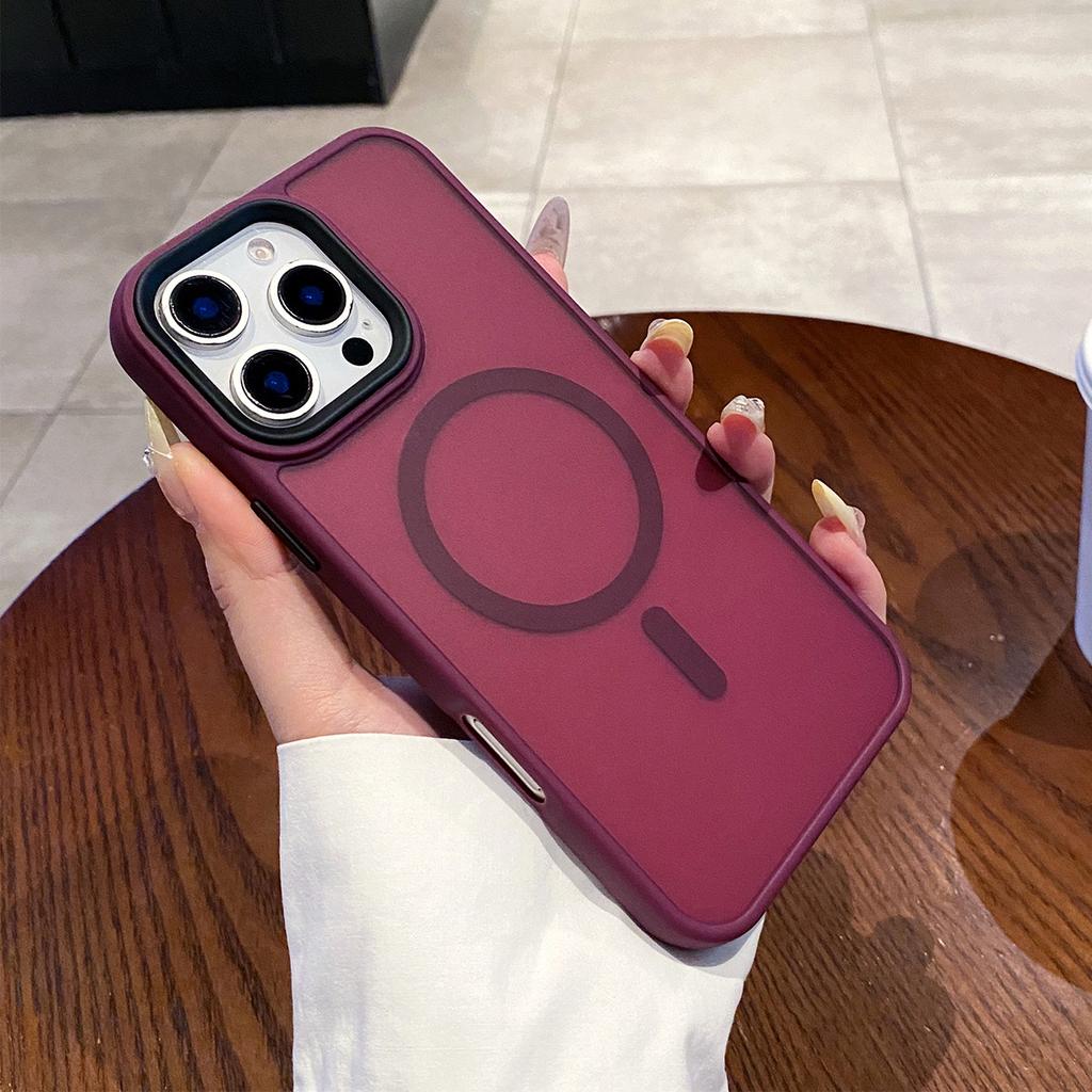 Black Frame Matte Skin Magnetic Phone Case Simple for Apple Phone Protective Case Cute Magsafe Protective Case