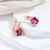 Kinel Shiny Red Natural Zircon Jewelry Sets Rose Gold Color Vintage Necklace Earrings And Ring Sets