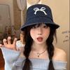 Tide Brand Bow Embroidery Denim Fisherman Hat Children Spring and Summer Outdoor Wide Brim UV Protection Hat Sun Hat