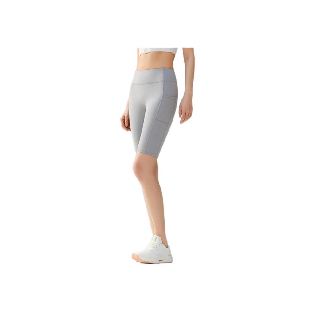 Anta Training Series Solid Color Mid-Rise Breathable Versatile Tight Sports Shorts Women Shorts Wild-Reed-Gray 962527306-1
