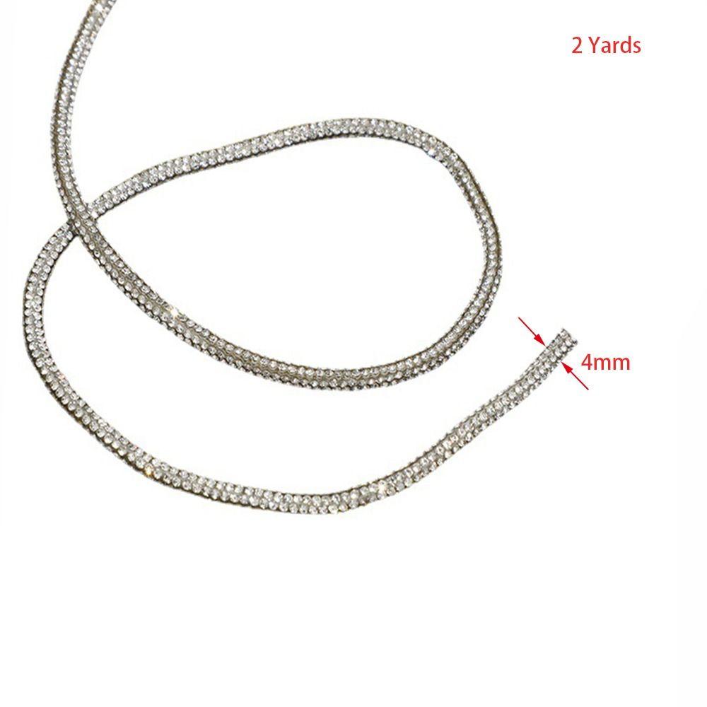 2 Yards Bling Rhinestones Round Cord Crystal Material Decor Universal DIY Shoelaces Bag Strap