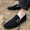 Fashion New Black Brown Monk Strap Loafers For Men Pointed Belt Buckle Leather Casual Shoes Wedding Dress Homecoming Footwear