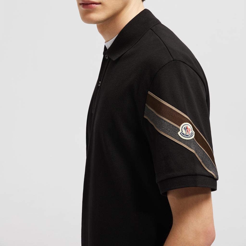 Moncler Three Color Trim Simple Drop Shoulder Short Sleeve Polo Shirt Men Polo Shirts Black J20918A0000289A16999
