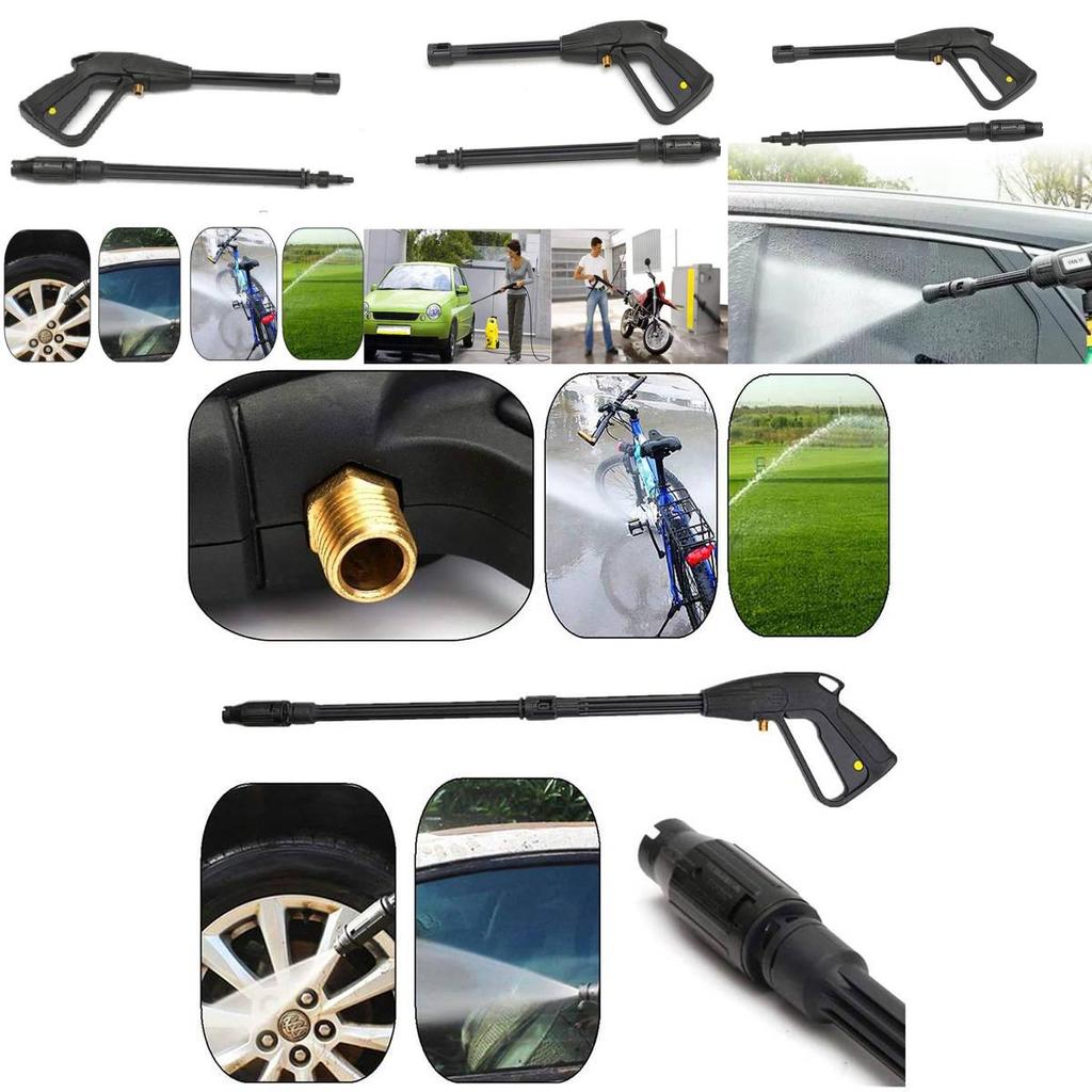 Powerful High-pressure Water Gun M14 Adjustable Spray Nozzle 5m Hose Set For Car Wash And Gardening