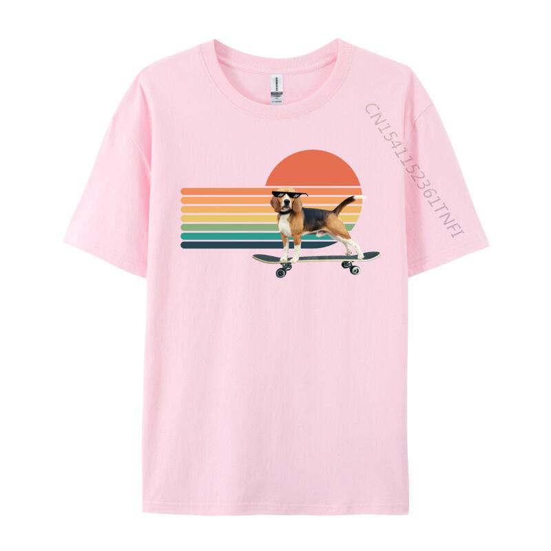 Vintage Beagle Skateboard Dog T Shirts Graphic Man Tee Shirts Crew Neck Cotton Unisex Tops Streetwear