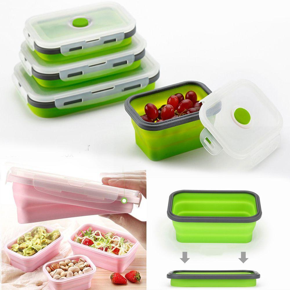 Portable Kitchen Household Silicone Food Container Folding Lunchbox Collapsible Bowl Picnic Boxes