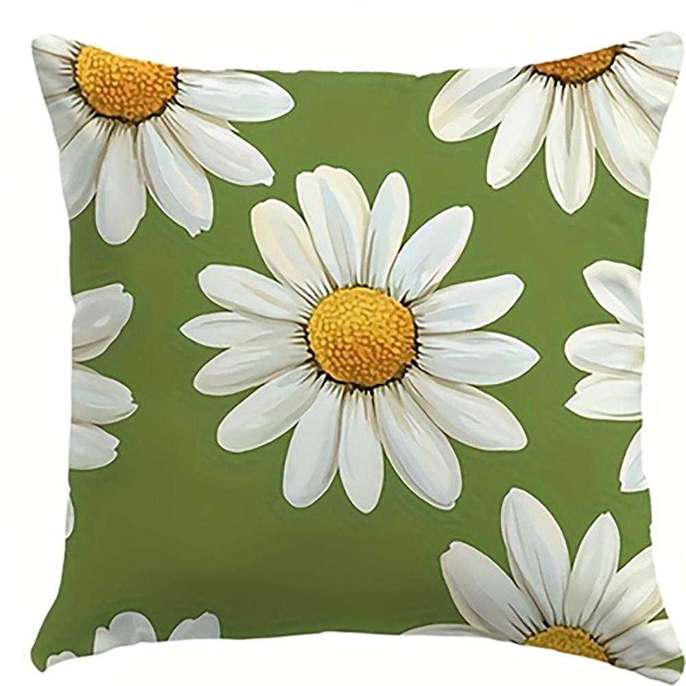 Daisy Hello Spring Floral Pillowcasebedroom Sofa Decorative Cushion Cover With Zipper Soft Cushion Cover