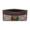 Gucci Ophidia Логотип Double G Фурнитура Светлое Золото Кожа и Холст Держатель для Карт Женский Держатель для Карт Бежево-Коричневый 838486-FAE0L-9746
