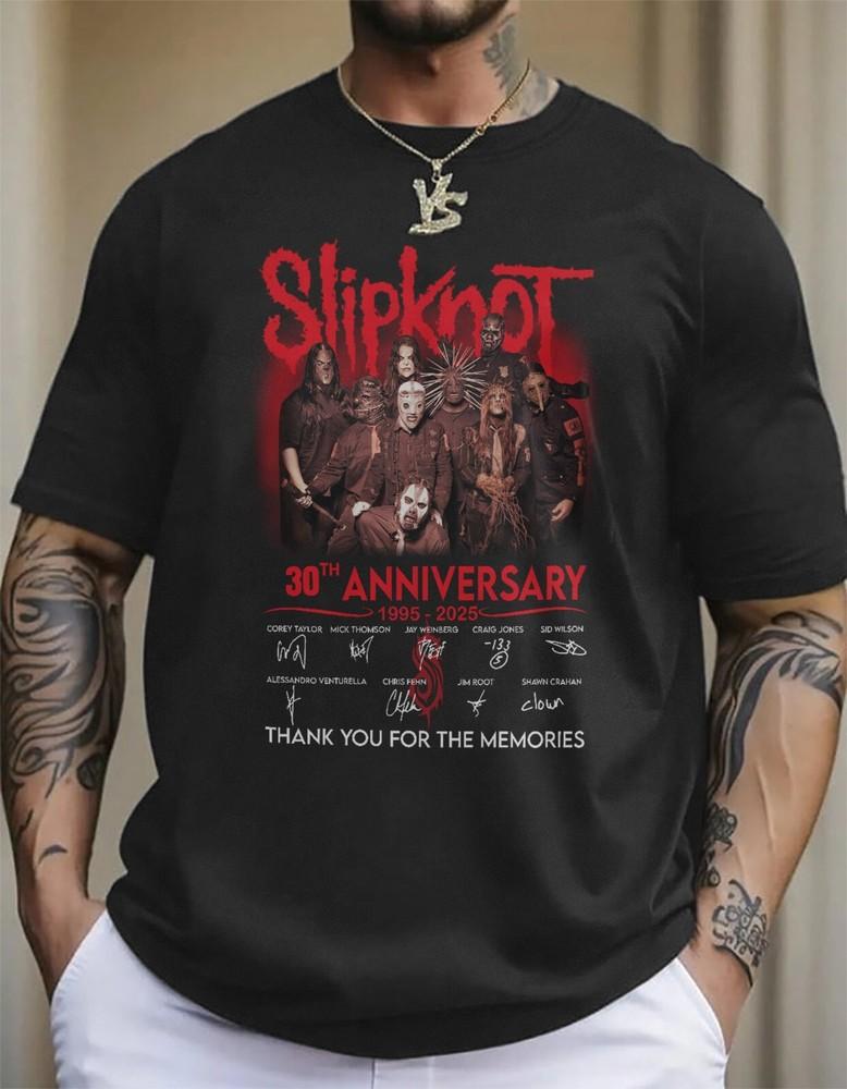 Slipknot рок-группа 30-летний юбилей винтажная футболка 1995 2025 мужская футболка
