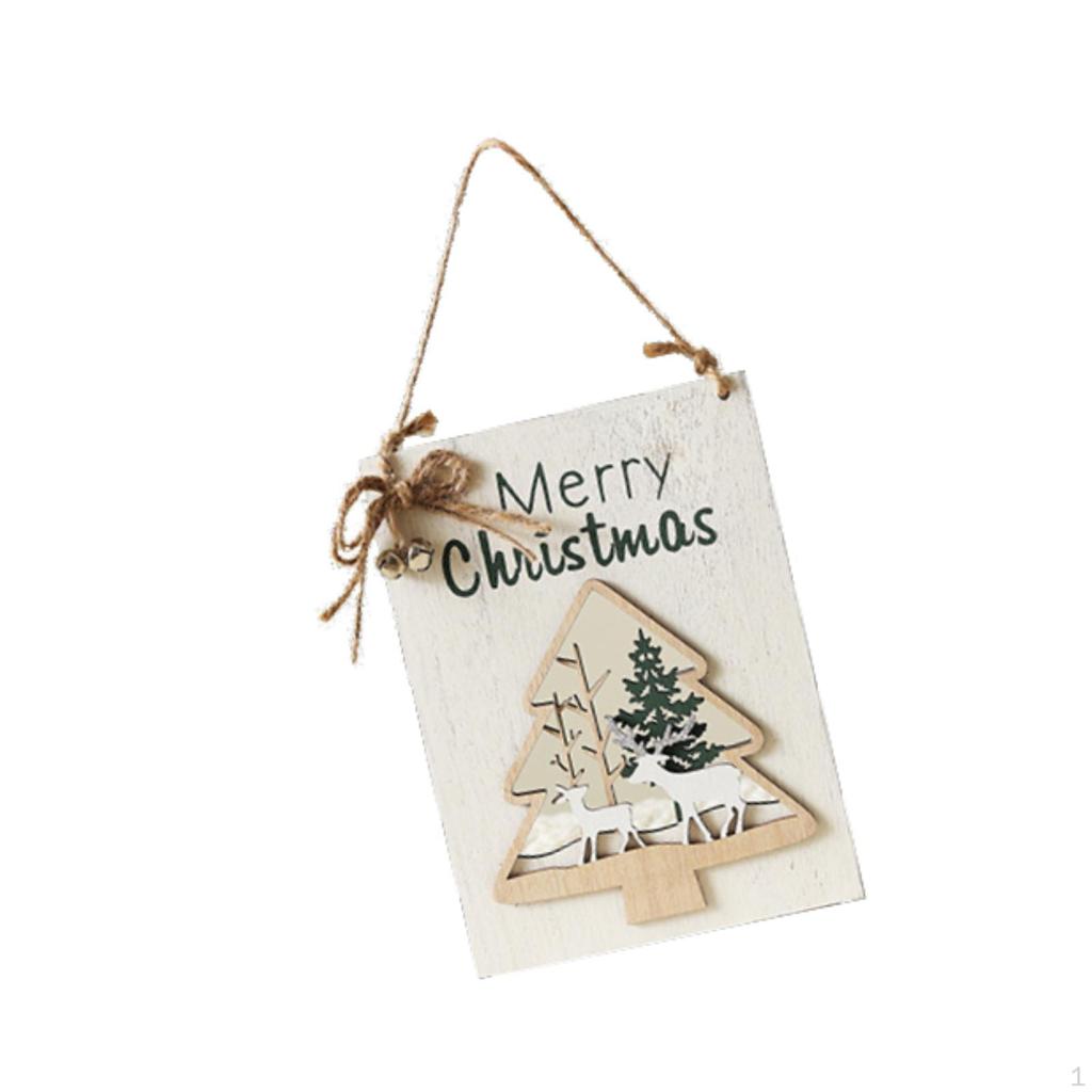 Christmas Wood Hanging Sign Xmas Wall Plaque Decorative Lightweight Front Door Hanger