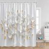 Luxury Gold White Floral Shower Curtain Rose Butterfly Cherry Blossom Modern Art Flower Polyester Fabric Bathroom Curtains Decor