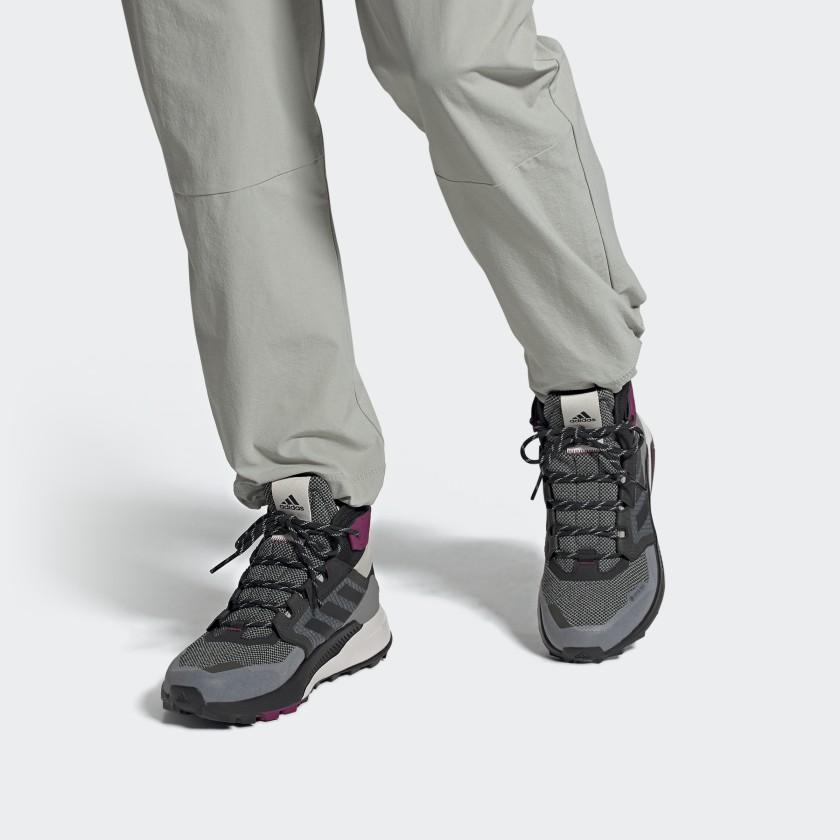 Adidas Ботинки Terrex Trailmaker Mid Gtx Амортизирующие Нескользящие Средние Спортивные Уличные Ботинки Женская Обувь Черный Серый FY2236