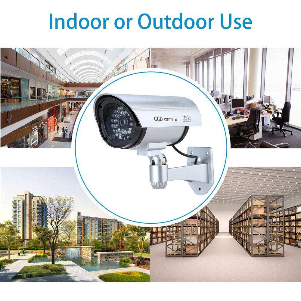 Waterproof Indoor/Outdoor Simulated Surveillance Camera with Flashing Light