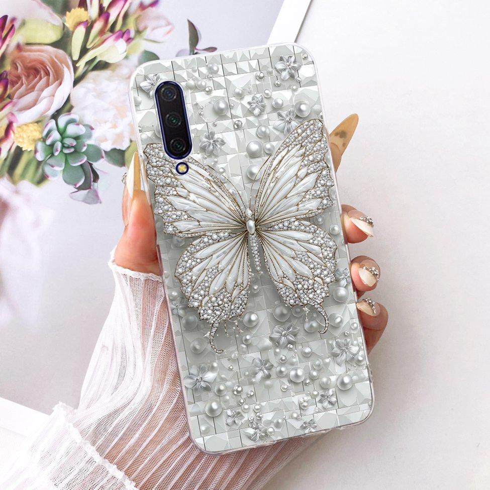 Transparent Casing For Xiaomi Mi9 Lite Case Cute Cat Fashion Butterfly Funny Cool Painted Cover M1904F3BG