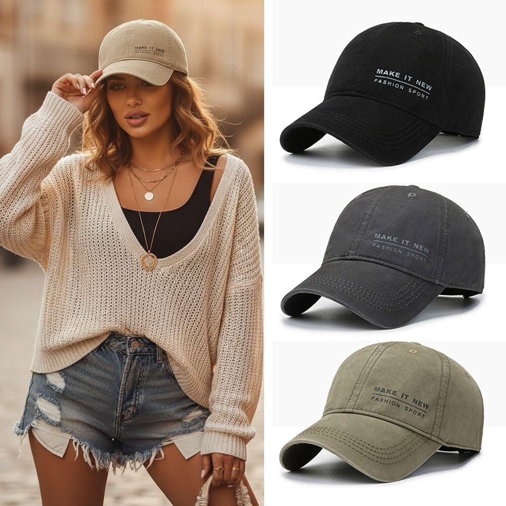 Letter Embroidery Peaked Cap Adjustable Trucker Hats Trendy Sunshade Hats For Man Women Unisex