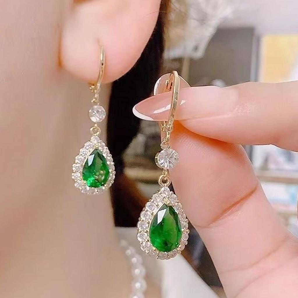 Super Sparkling Zircon Water Drop Earrings, Exquisite Crystal Zircon Earrings, High-end Ear Studs, And Ear Buckles
