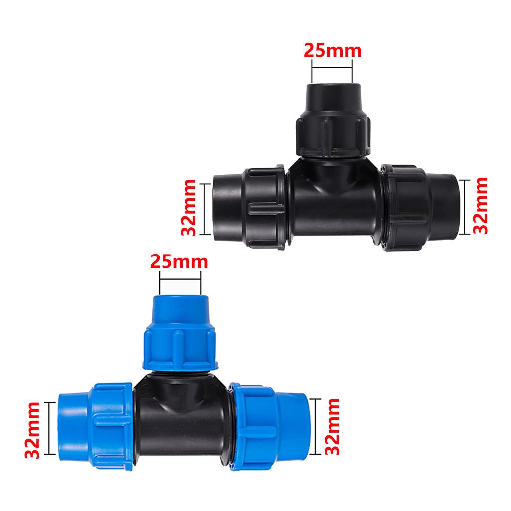 20/25/32/40/50mm PE Pipe Tee Reducer Hose Connector Fit Garden Irrigation Hose Fittings Plastic Diverter