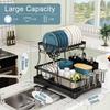 Сушилка для посуды, 2-х уровневые сушилки для посуды для кухонной стойки, большая сушилка для посуды из нержавеющей стали с крылом для сушки,