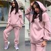 Autumn and Winter Outdoor Sports Solid Color Hooded Sweater Casual Two-piece Suit