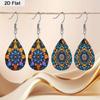 Bohemian Style Blue Mandala PU Earrings, Fashion Earrings, Y2K Style Exquisite Earrings, Holiday Gifts for Friends