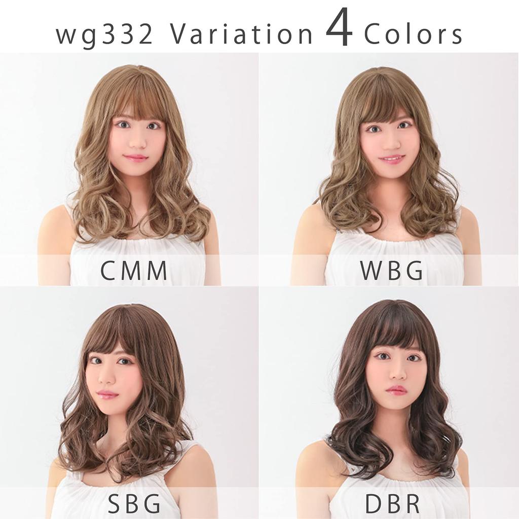 AQUADOLL Medium Full Wig with Soft Curls and Sheer Bangs, Free Size (WBG. Water Beige, wg332WBG)