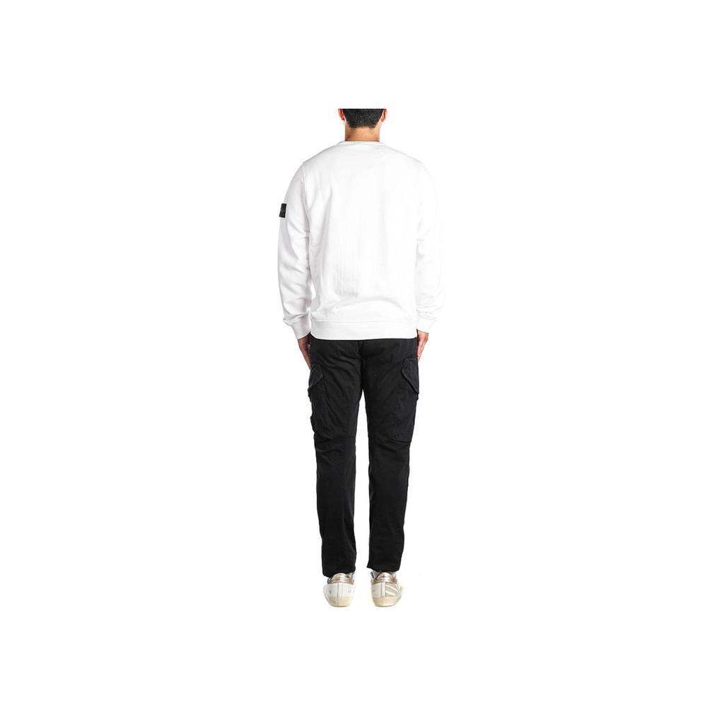 STONE ISLAND Флисовый свитшот с круглым вырезом, окрашенный в готовом виде, белый, мужской, уличная одежда 811562420-V0001