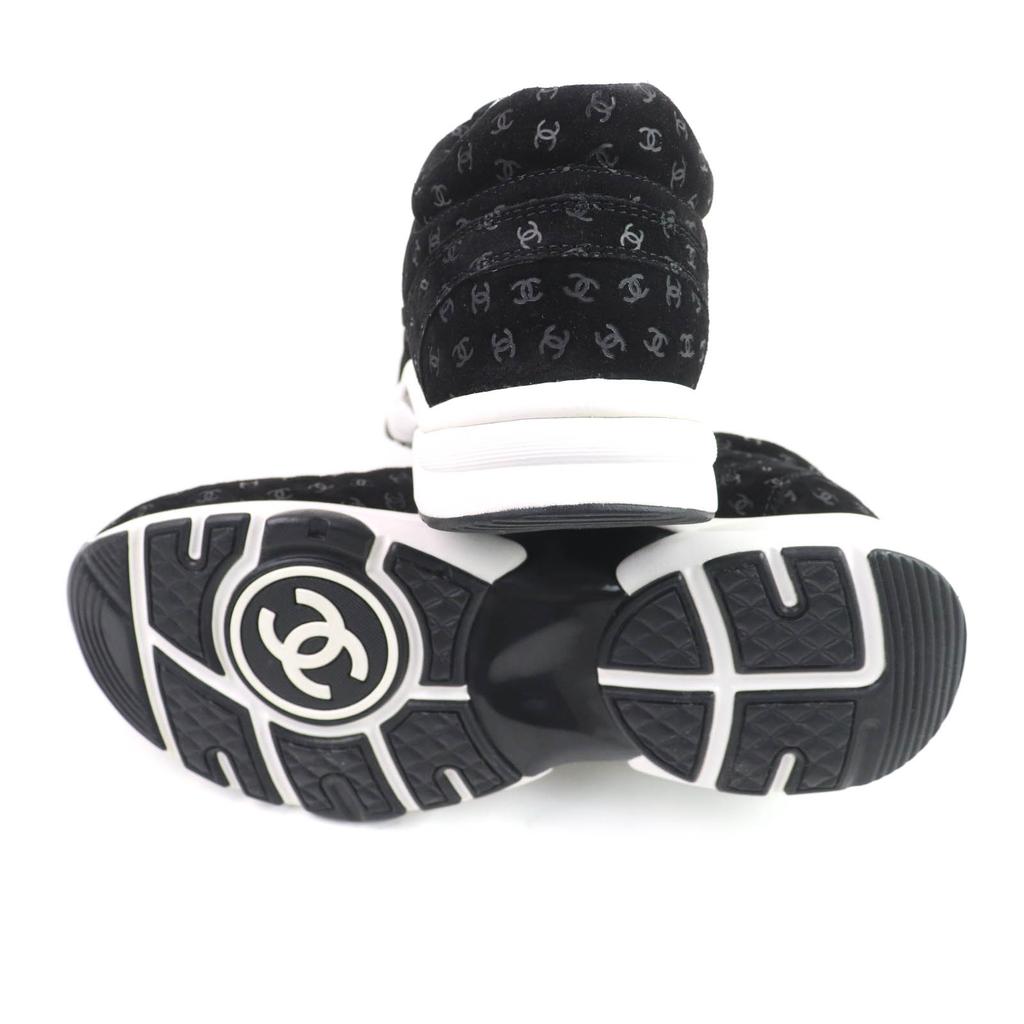 Отличные кроссовки CHANEL черные замшевые женские 37 G39230 Б/У