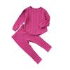 Girls' Knit 2-Piece Set - Solid Color Sweater & Pants